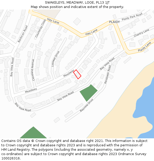 SWAKELEYS, MEADWAY, LOOE, PL13 1JT: Location map and indicative extent of plot