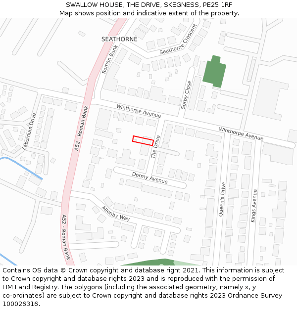 SWALLOW HOUSE, THE DRIVE, SKEGNESS, PE25 1RF: Location map and indicative extent of plot