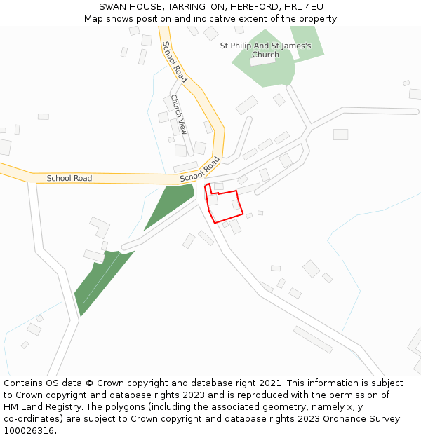 SWAN HOUSE, TARRINGTON, HEREFORD, HR1 4EU: Location map and indicative extent of plot