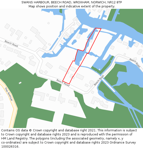 SWANS HARBOUR, BEECH ROAD, WROXHAM, NORWICH, NR12 8TP: Location map and indicative extent of plot