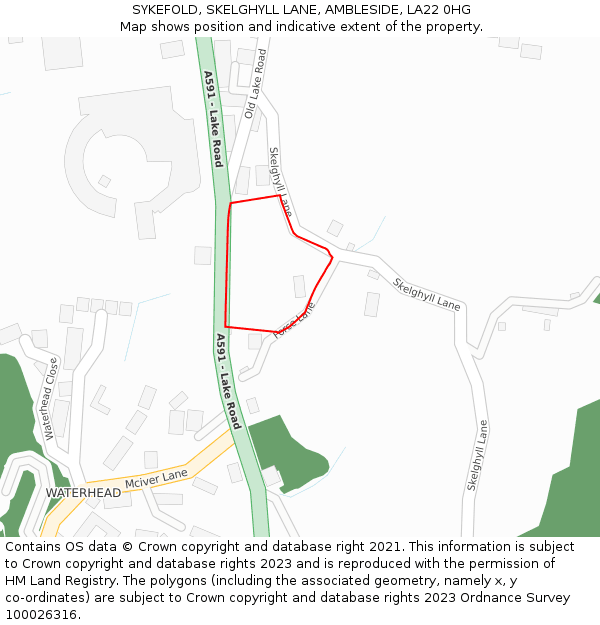 SYKEFOLD, SKELGHYLL LANE, AMBLESIDE, LA22 0HG: Location map and indicative extent of plot