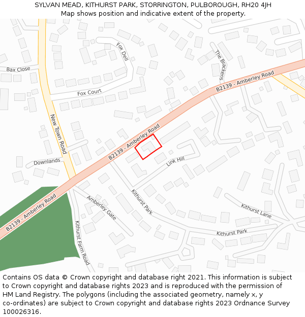 SYLVAN MEAD, KITHURST PARK, STORRINGTON, PULBOROUGH, RH20 4JH: Location map and indicative extent of plot