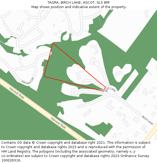 TAGRA, BIRCH LANE, ASCOT, SL5 8RF: Location map and indicative extent of plot