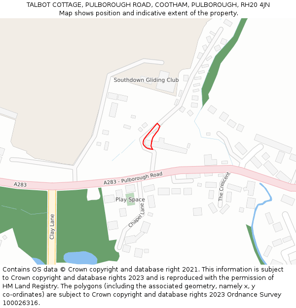 TALBOT COTTAGE, PULBOROUGH ROAD, COOTHAM, PULBOROUGH, RH20 4JN: Location map and indicative extent of plot