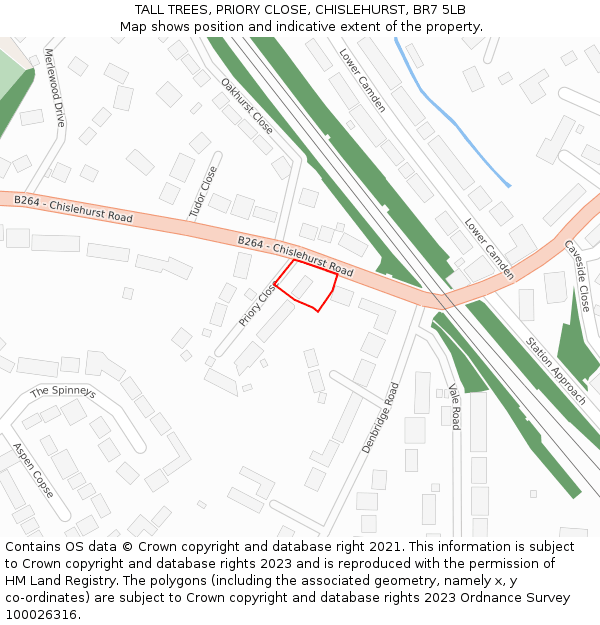 TALL TREES, PRIORY CLOSE, CHISLEHURST, BR7 5LB: Location map and indicative extent of plot