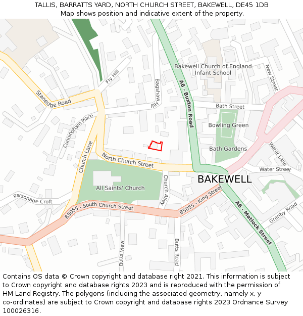 TALLIS, BARRATTS YARD, NORTH CHURCH STREET, BAKEWELL, DE45 1DB: Location map and indicative extent of plot