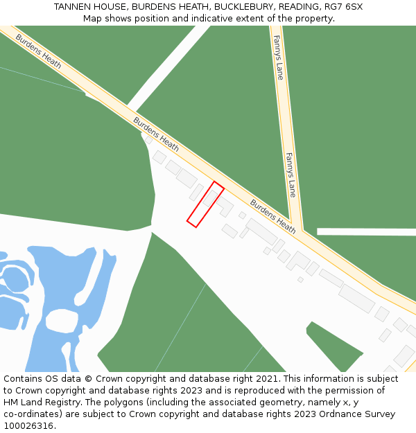 TANNEN HOUSE, BURDENS HEATH, BUCKLEBURY, READING, RG7 6SX: Location map and indicative extent of plot