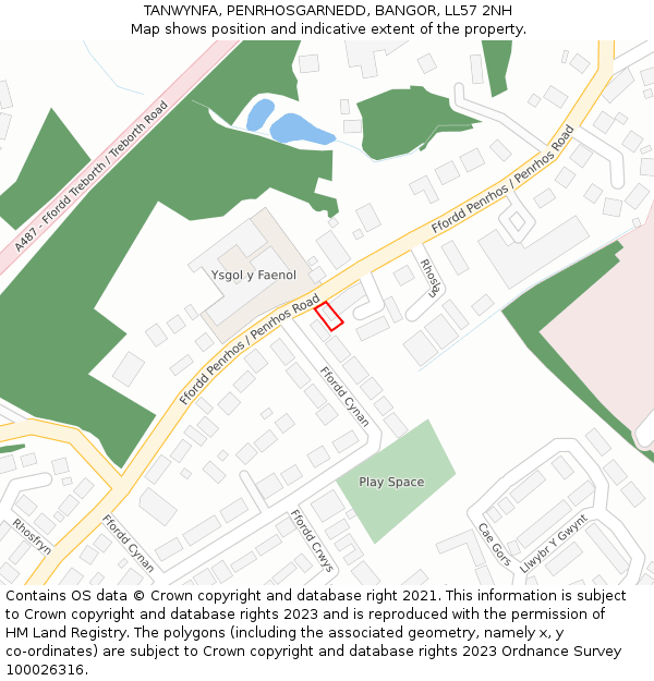 TANWYNFA, PENRHOSGARNEDD, BANGOR, LL57 2NH: Location map and indicative extent of plot