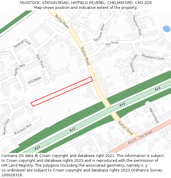 TAVISTOCK, STATION ROAD, HATFIELD PEVEREL, CHELMSFORD, CM3 2DS: Location map and indicative extent of plot