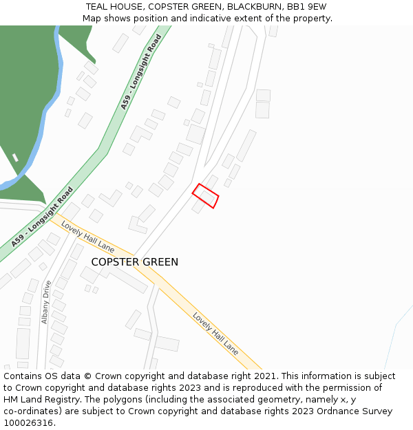 TEAL HOUSE, COPSTER GREEN, BLACKBURN, BB1 9EW: Location map and indicative extent of plot