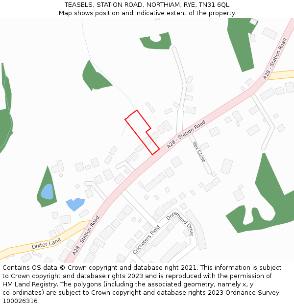 TEASELS, STATION ROAD, NORTHIAM, RYE, TN31 6QL: Location map and indicative extent of plot