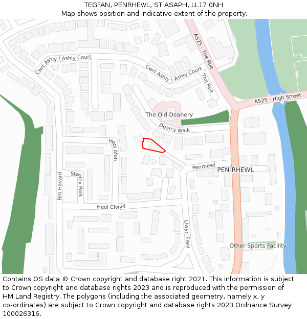 TEGFAN, PENRHEWL, ST ASAPH, LL17 0NH: Location map and indicative extent of plot