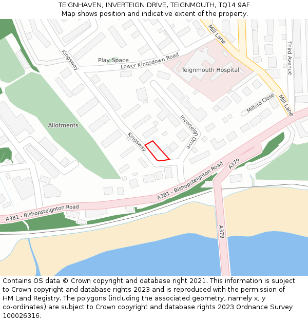 TEIGNHAVEN, INVERTEIGN DRIVE, TEIGNMOUTH, TQ14 9AF: Location map and indicative extent of plot