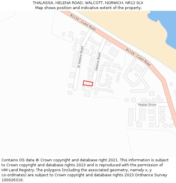 THALASSA, HELENA ROAD, WALCOTT, NORWICH, NR12 0LX: Location map and indicative extent of plot