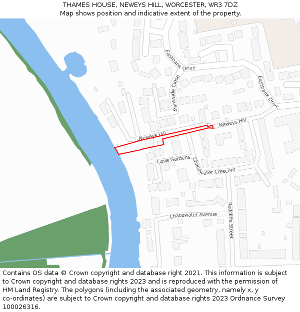 THAMES HOUSE, NEWEYS HILL, WORCESTER, WR3 7DZ: Location map and indicative extent of plot