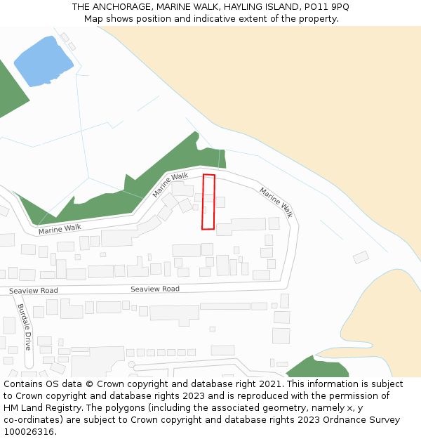 THE ANCHORAGE, MARINE WALK, HAYLING ISLAND, PO11 9PQ: Location map and indicative extent of plot