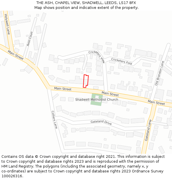 THE ASH, CHAPEL VIEW, SHADWELL, LEEDS, LS17 8FX: Location map and indicative extent of plot