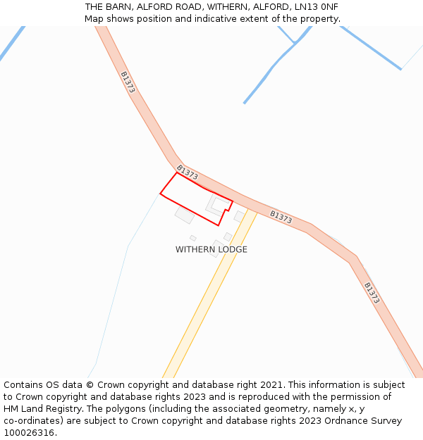 THE BARN, ALFORD ROAD, WITHERN, ALFORD, LN13 0NF: Location map and indicative extent of plot