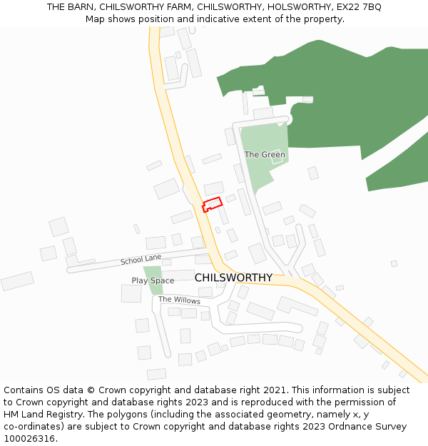 THE BARN, CHILSWORTHY FARM, CHILSWORTHY, HOLSWORTHY, EX22 7BQ: Location map and indicative extent of plot