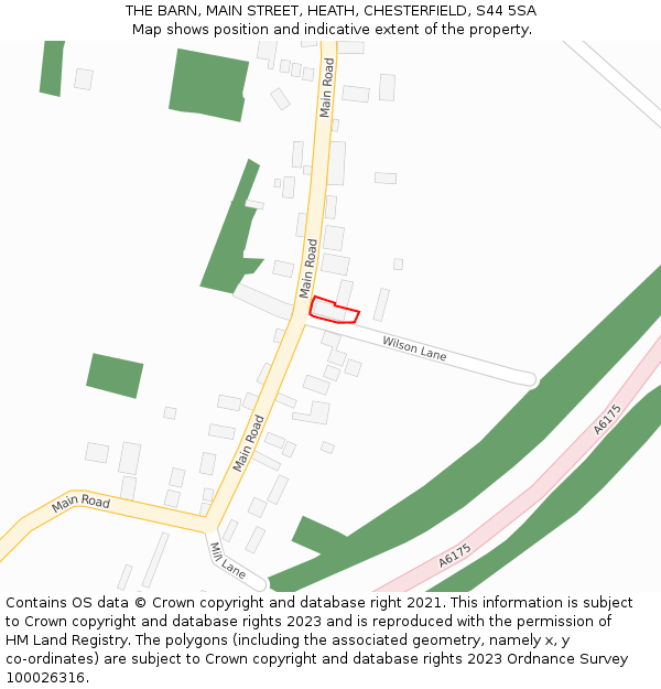 THE BARN, MAIN STREET, HEATH, CHESTERFIELD, S44 5SA: Location map and indicative extent of plot