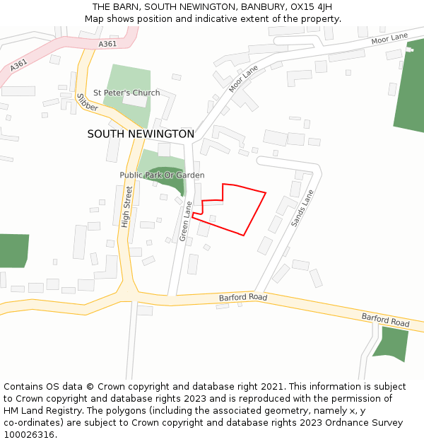 THE BARN, SOUTH NEWINGTON, BANBURY, OX15 4JH: Location map and indicative extent of plot