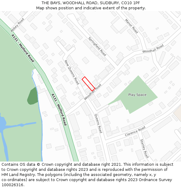 THE BAYS, WOODHALL ROAD, SUDBURY, CO10 1PF: Location map and indicative extent of plot