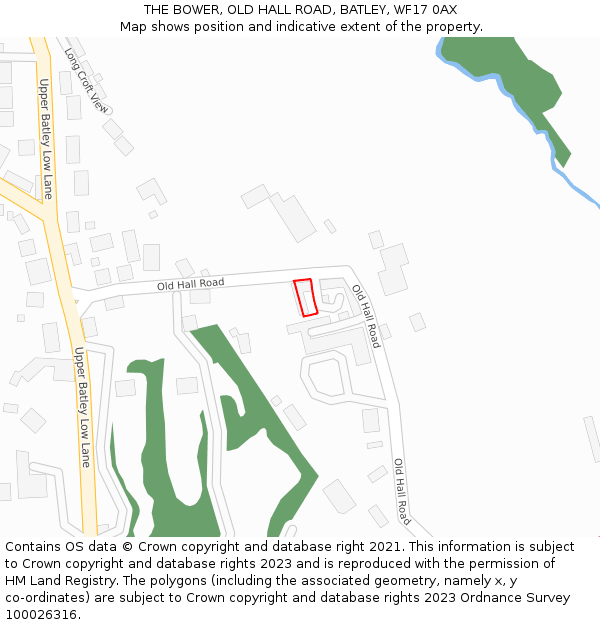 THE BOWER, OLD HALL ROAD, BATLEY, WF17 0AX: Location map and indicative extent of plot