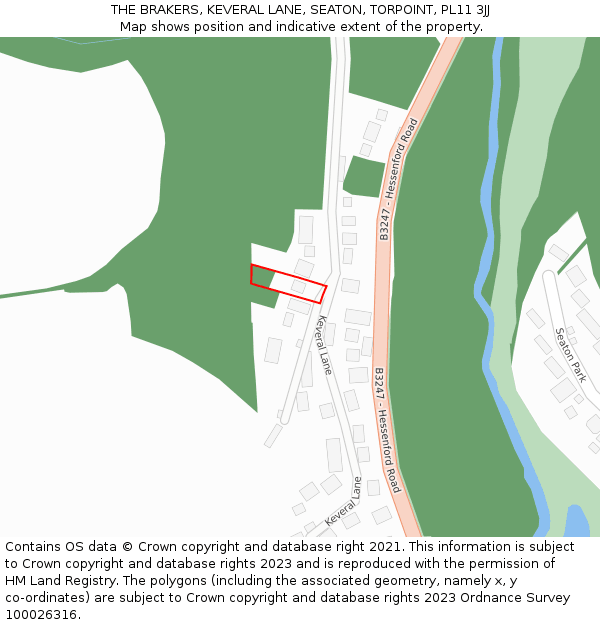 THE BRAKERS, KEVERAL LANE, SEATON, TORPOINT, PL11 3JJ: Location map and indicative extent of plot