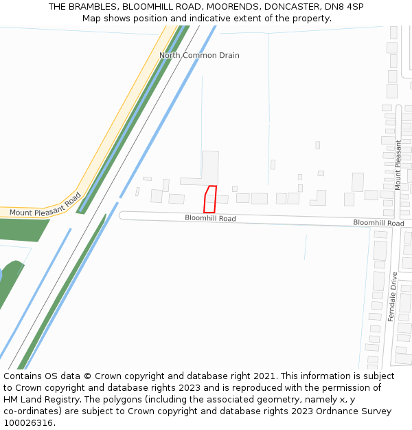 THE BRAMBLES, BLOOMHILL ROAD, MOORENDS, DONCASTER, DN8 4SP: Location map and indicative extent of plot