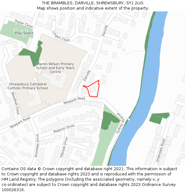 THE BRAMBLES, DARVILLE, SHREWSBURY, SY1 2UG: Location map and indicative extent of plot