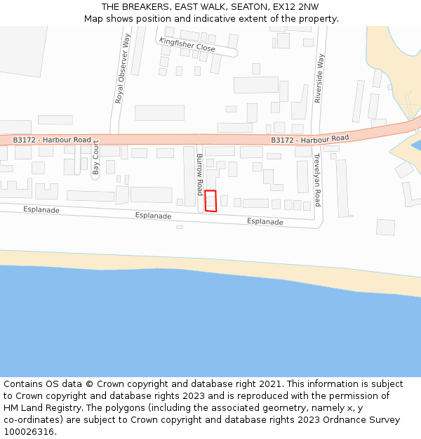 THE BREAKERS, EAST WALK, SEATON, EX12 2NW: Location map and indicative extent of plot