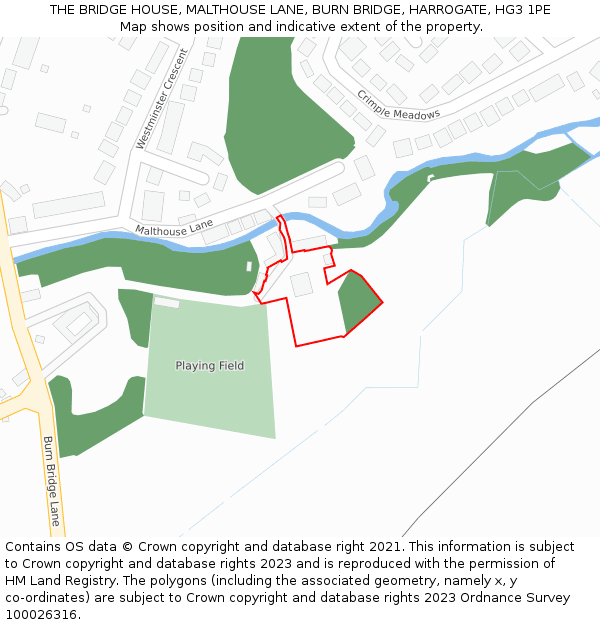 THE BRIDGE HOUSE, MALTHOUSE LANE, BURN BRIDGE, HARROGATE, HG3 1PE: Location map and indicative extent of plot