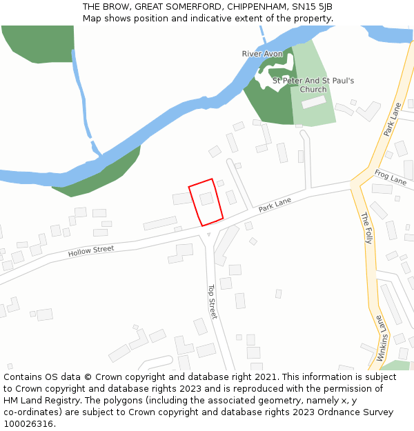 THE BROW, GREAT SOMERFORD, CHIPPENHAM, SN15 5JB: Location map and indicative extent of plot