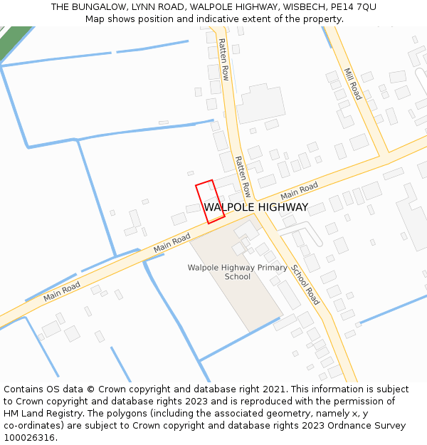 THE BUNGALOW, LYNN ROAD, WALPOLE HIGHWAY, WISBECH, PE14 7QU: Location map and indicative extent of plot