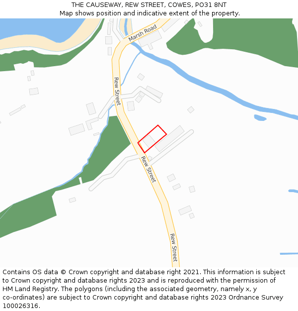 THE CAUSEWAY, REW STREET, COWES, PO31 8NT: Location map and indicative extent of plot