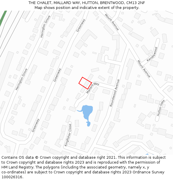THE CHALET, MALLARD WAY, HUTTON, BRENTWOOD, CM13 2NF: Location map and indicative extent of plot