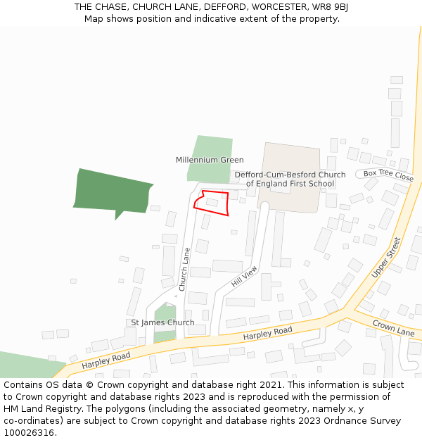 THE CHASE, CHURCH LANE, DEFFORD, WORCESTER, WR8 9BJ: Location map and indicative extent of plot
