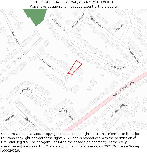 THE CHASE, HAZEL GROVE, ORPINGTON, BR6 8LU: Location map and indicative extent of plot