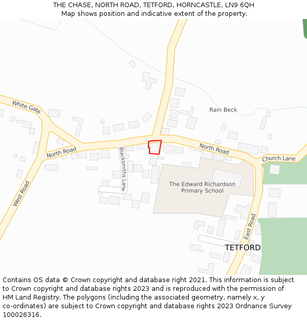 THE CHASE, NORTH ROAD, TETFORD, HORNCASTLE, LN9 6QH: Location map and indicative extent of plot