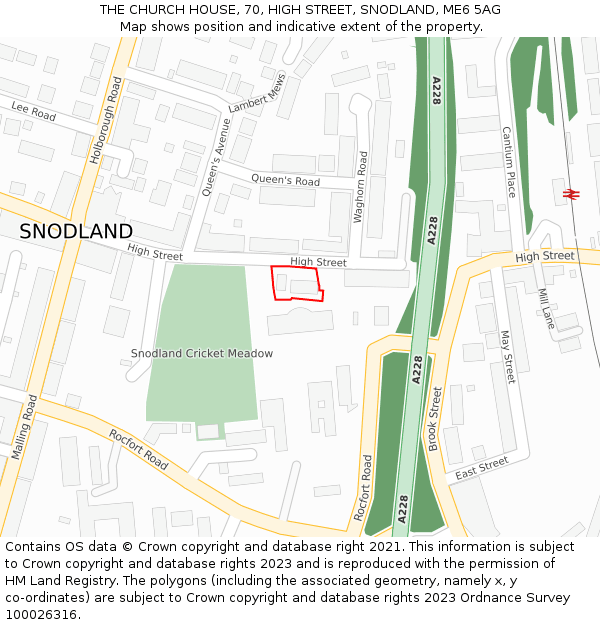 THE CHURCH HOUSE, 70, HIGH STREET, SNODLAND, ME6 5AG: Location map and indicative extent of plot