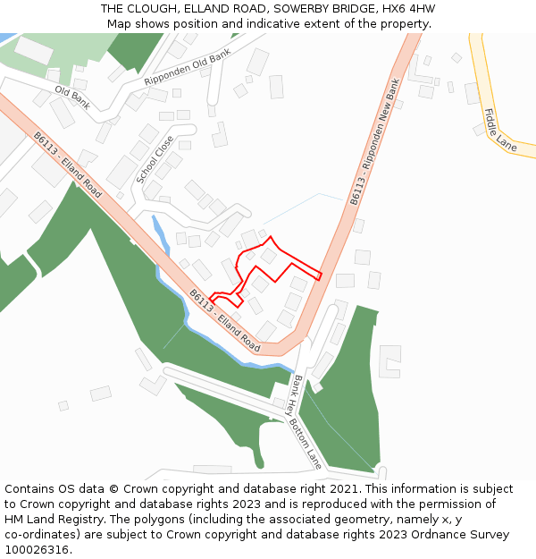 THE CLOUGH, ELLAND ROAD, SOWERBY BRIDGE, HX6 4HW: Location map and indicative extent of plot