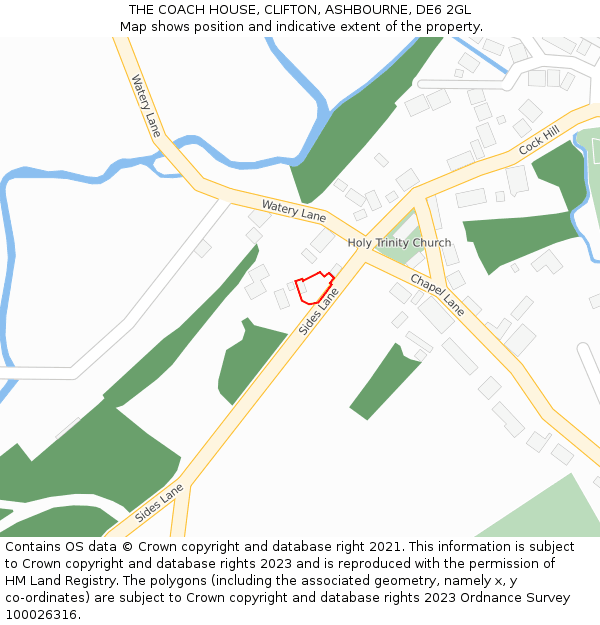 THE COACH HOUSE, CLIFTON, ASHBOURNE, DE6 2GL: Location map and indicative extent of plot