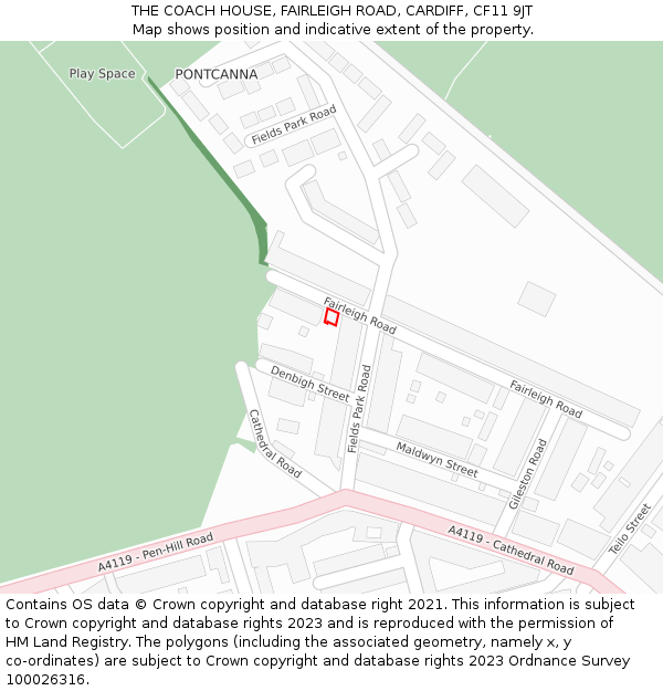 THE COACH HOUSE, FAIRLEIGH ROAD, CARDIFF, CF11 9JT: Location map and indicative extent of plot