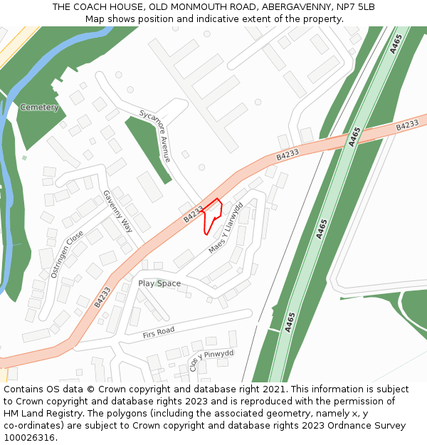 THE COACH HOUSE, OLD MONMOUTH ROAD, ABERGAVENNY, NP7 5LB: Location map and indicative extent of plot