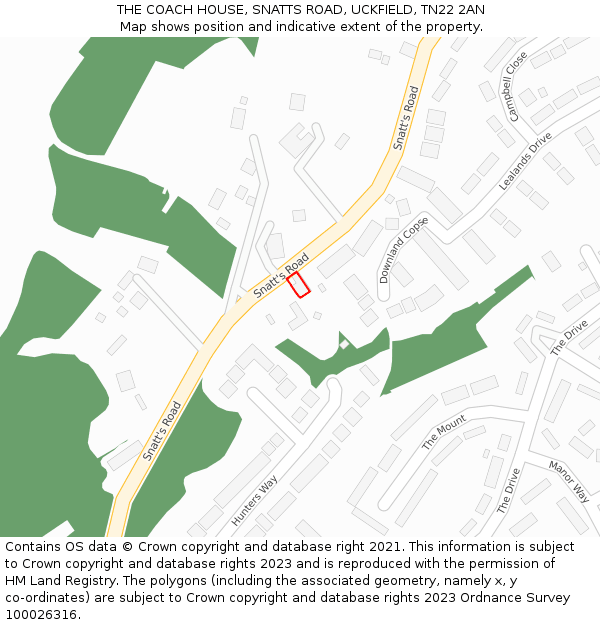 THE COACH HOUSE, SNATTS ROAD, UCKFIELD, TN22 2AN: Location map and indicative extent of plot