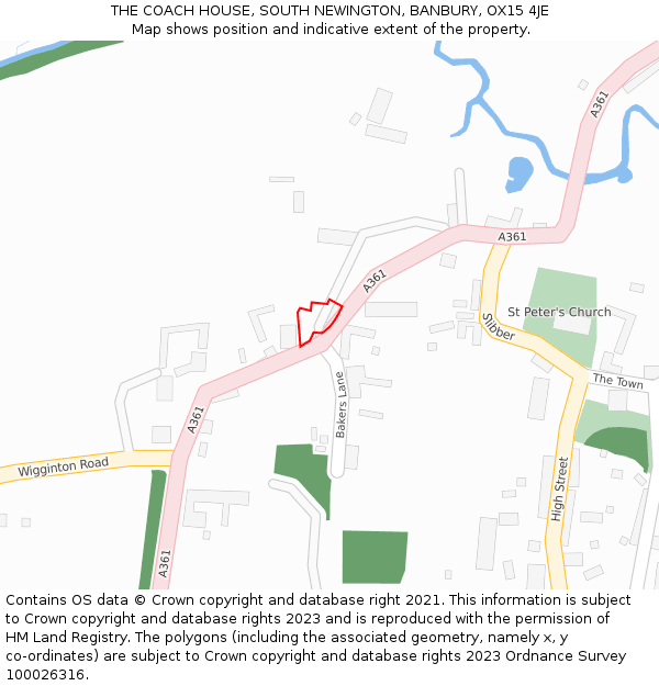 THE COACH HOUSE, SOUTH NEWINGTON, BANBURY, OX15 4JE: Location map and indicative extent of plot