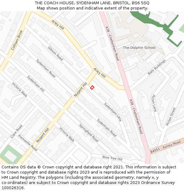 THE COACH HOUSE, SYDENHAM LANE, BRISTOL, BS6 5SQ: Location map and indicative extent of plot