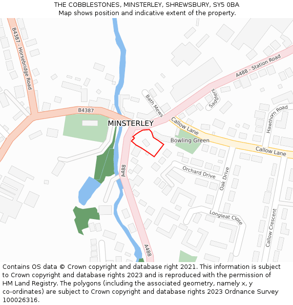 THE COBBLESTONES, MINSTERLEY, SHREWSBURY, SY5 0BA: Location map and indicative extent of plot