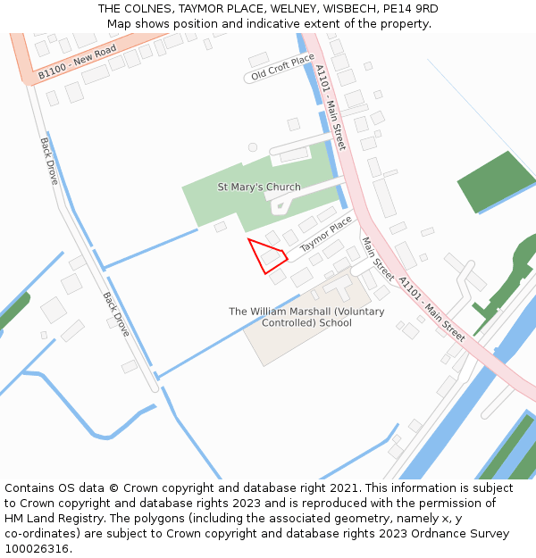 THE COLNES, TAYMOR PLACE, WELNEY, WISBECH, PE14 9RD: Location map and indicative extent of plot