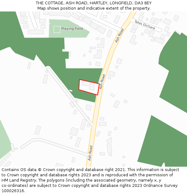 THE COTTAGE, ASH ROAD, HARTLEY, LONGFIELD, DA3 8EY: Location map and indicative extent of plot
